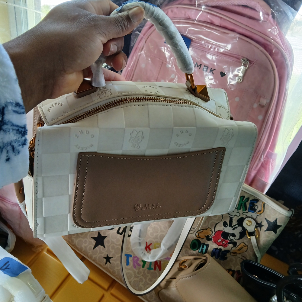 Elegant White and Tan Shoulder Bag